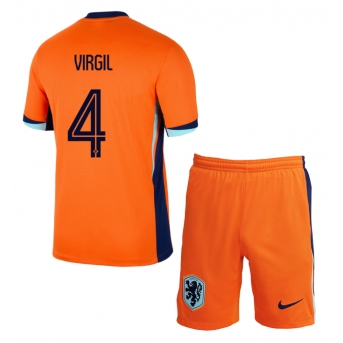Paesi Bassi Virgil van Dijk #4 Maglia Gara Casa Repliche Europei 2024 Bambino